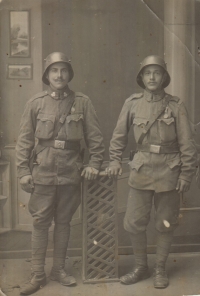 The witness's father Jan Skřipka served in the First World War (pictured left)