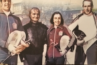 Katarína Ráczová and coach Aladár Kogler, in the middle.
