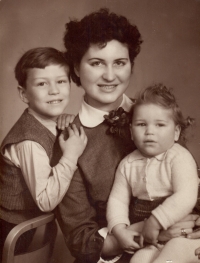 With his mother and his sister, Jarmila, 1950s 