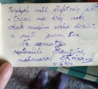 Declaration of love to Františka from Eda Štěpánek