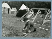 The construction of the camp of the 7th section of Catholic scouts under Blaník, 1937
