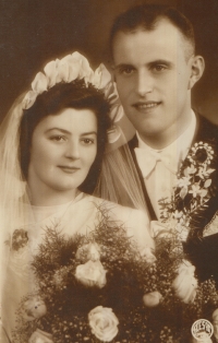 Wedding photographs of Jiří Prokop's parents, Marie and Bohuslav Prokop, married during the Protectorate in 1943