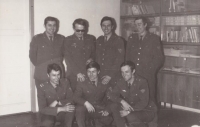Photographs from the military service in Hlučín, Václav Jílek is the first one standing from the right, May 6, 1974 - April 28, 1975 