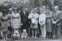 Family photo, Jaroslava Valová in the middle with the baby (daughter Jana)