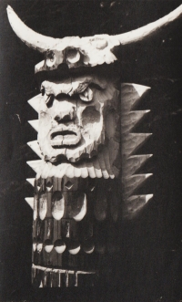 Totem erected at the semi-legal scouts' summer camp organised by the former members of the Ostříž scout centre in 1967