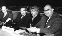 Dr. Běhal on the right, the International Radio University, Paris 1958 