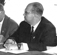 Dr. Běhal at a meeting, 1963