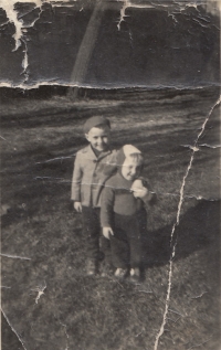 With his brother, 1950s
