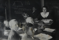 Aunt Františka as a teacher in Slovakia near Prešov, 1938
