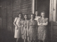 In a camp in Steyer, Blažena Kovaříková on the left, 1944