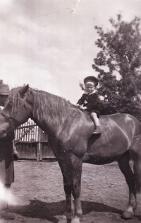 Der kleine Josef Paul auf dem Pferd