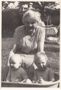 Mother Anna Marboe with grandchildren Markéta and Tomáš, circa 1964