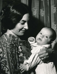 Kateřina with her oldest son Honza, 1973, Prague