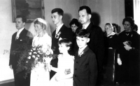 Adolf Ruš (third from the left) at his sister's wedding / around 1954