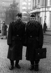 Adolf Ruš (on the left) during his military service / around 1956