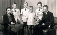 Family of the Protestant pastor, Miroslav Růžička. Tomáš Růžička is the youngest of the brothers; second boy from the right.