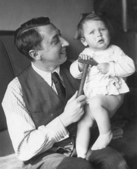 With his father, Prague, 1941