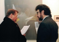 Václav Havel and Ludvík Hlaváček in Špálova Gallery, Prague, January 1999