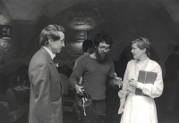 Ludvík Hlaváček (centered) at a friend’s wedding, 1983
