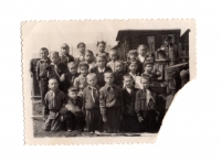 Lavrentiya Talanchuk (third right in the third row) while studying in the 2nd grade, 1953