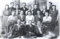 Secondary school № 1,8-A class; Mr. Oleshchuk (standing on the fourth right), Zbarazh, 1946