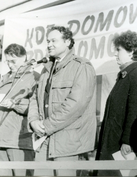 Bohuslav Fencl – speaker at a rally during the Velvet Revolution, Vysoké Mýto