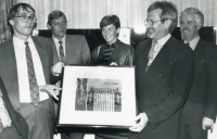Visit to the partner city of Giessen in Germany, M. Dvořák on the far left, 1991 


