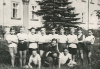 The Bohosudov football team. The witness, standing, 3rd from the right