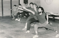 1987, (?) Warm-up "legs" in fencing room of VSK Praha in Opletalova street