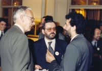 1990, Civic Forum visit to Delft, the Netherlands, with the Mayor of Prague Jaroslav Kořán and former Dutch Foreign Minister Max van der Stoel