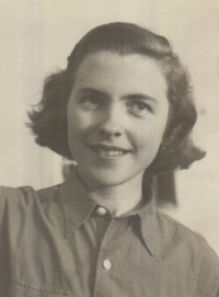 Irma Garlíková in a shirt of Czechoslovak Socialist Youth Union member, 1952