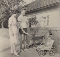 Irma Garlíková, her husband and son, Březnice, 1964
