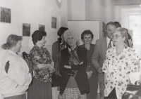 Olga Havlová with Bohuslav Fencl at the opening ceremony of a new special school building in Vysoké Mýto, 1994