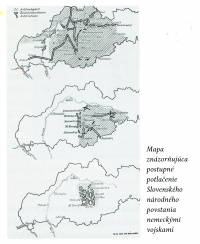 A map showing how the Slovak national Uprising was repressed by the Germans