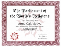 Certificate of the Parliament of the Forum of world religions. (2014)
