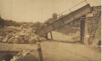 The bridge that was blown up by the Germans in Horní Lideč in the year 1945 