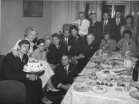 Wedding celebration in Žižkov's apartment, Prague 1969 