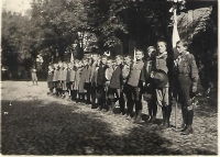 Scout camp in Subcarpathian Russia, a line-up in 1929 