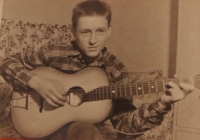 Jiří Hanke with his first guitar