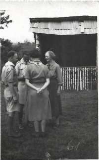 Anna Ustyanovičová (on the right), the grandmother of the witness, the chief of Scouts in Subcarpathian Russia, Solochin 1936 
