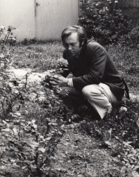 Antonín Hurych in the flower garden