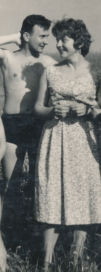 With his wife Jana Pustinová, wedding, 1961