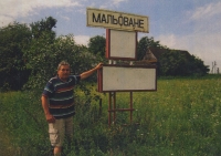 Jaroslav Loukota in front of the village of Malovaná, Volhynia, 2014
