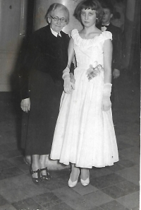 Ljuba and Grandma Anna at the School Ball of Ljuba, Prague 1959 
