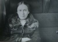 Nina Baginskaja on a train; from Lvov to Rakhov, 1974 

