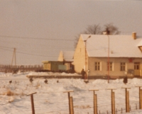 A view across the Iron Curtain from Austria - the border crossing and the customs' station in České Velenice. 1980