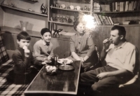 With his family in 1958
