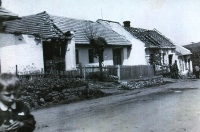Zdeňka's home in Sebranice damaged by explosion of a light tank destroyer in the early hours of the 9th of May in 1945