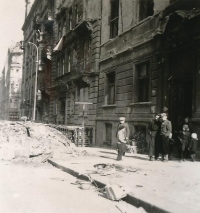 The house where the Štifters lived (Římská 43, Prague-Vinohrady) after the air raid of 14 February 1945