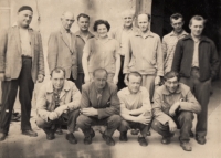 Válclav Kulhánek (third from the right on top) as a worker in Prefa in Veselí nad Lužnicí in 1963